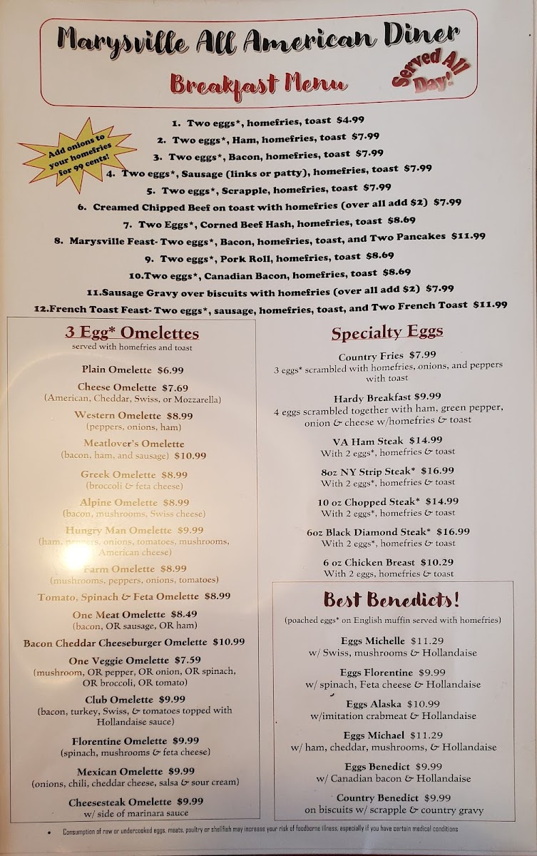 Marysville All American Diner Menu - Image 5